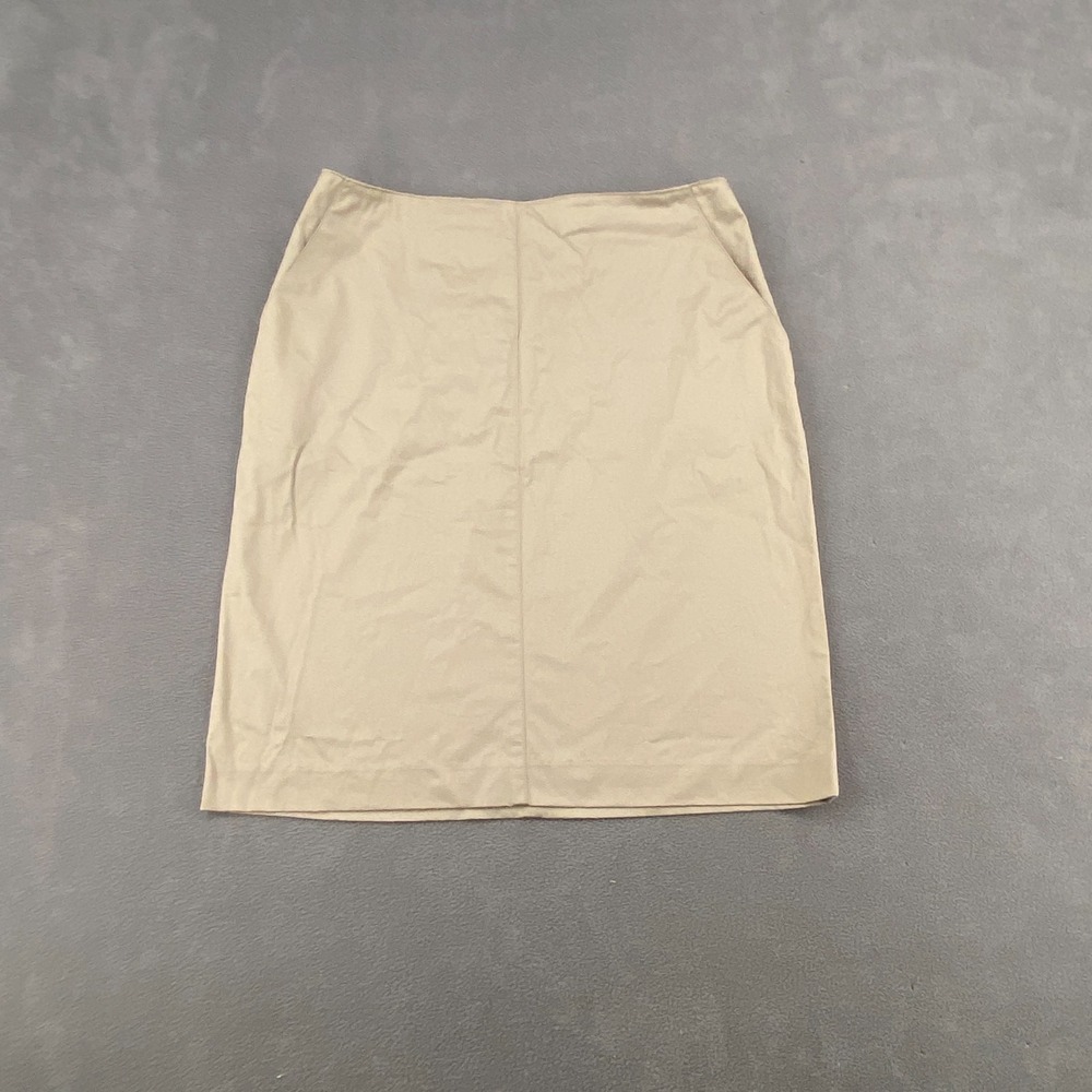 Evan Picone Straight & Pencil Skirt Womens 10 Beige Cotton Stretch Back Zip
